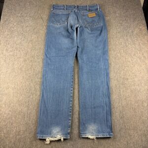 Wrangler Men Jeans 33x32 ACTUAL 1013MWZ Boot Western Rodeo Blue Denim Distressed